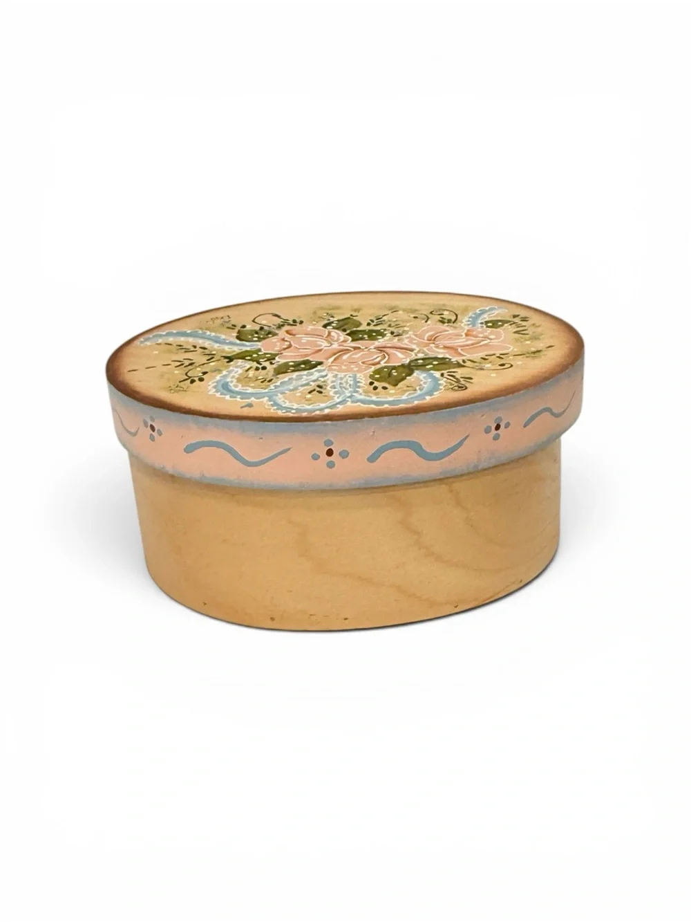 Vintage Hand‑Painted Floral Wooden Box • Signed • Cottagecore Decor